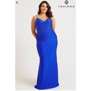 NWT Royal Blue Corset Maxi Dress With Crystals Size 14W